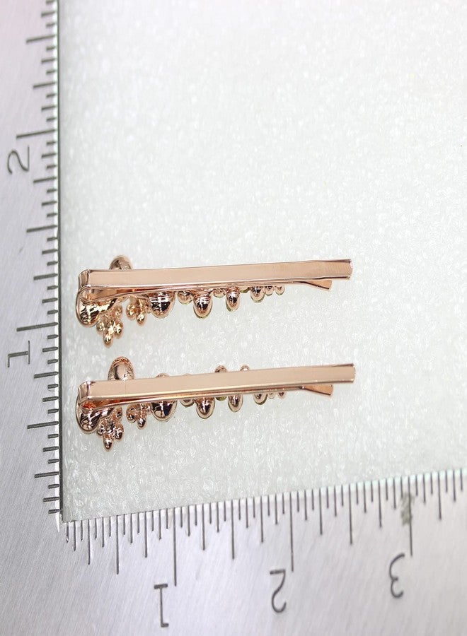 Faship A Pair Of Champagne Premium Rhinestone Crystal Floral Hair Clips Pins 2 Pcs - Image 4
